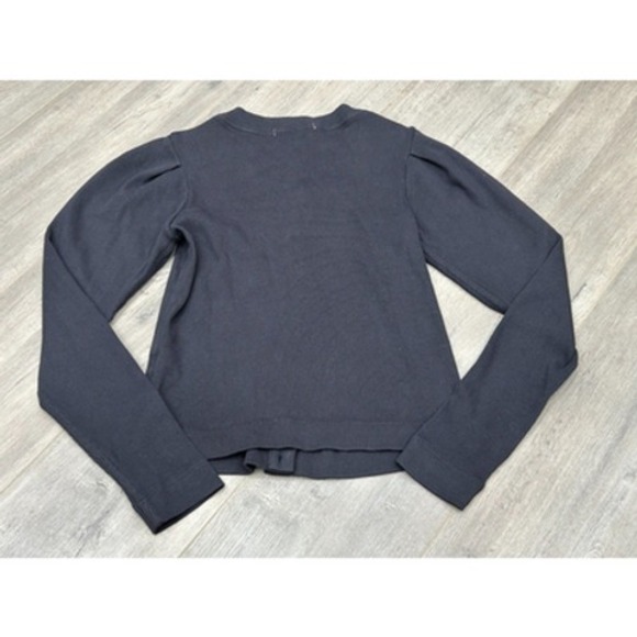 Amo Women's Black Knit Puff Sleeve Button Up Cardigan Sweater Size Medium - Picture 4 of 10